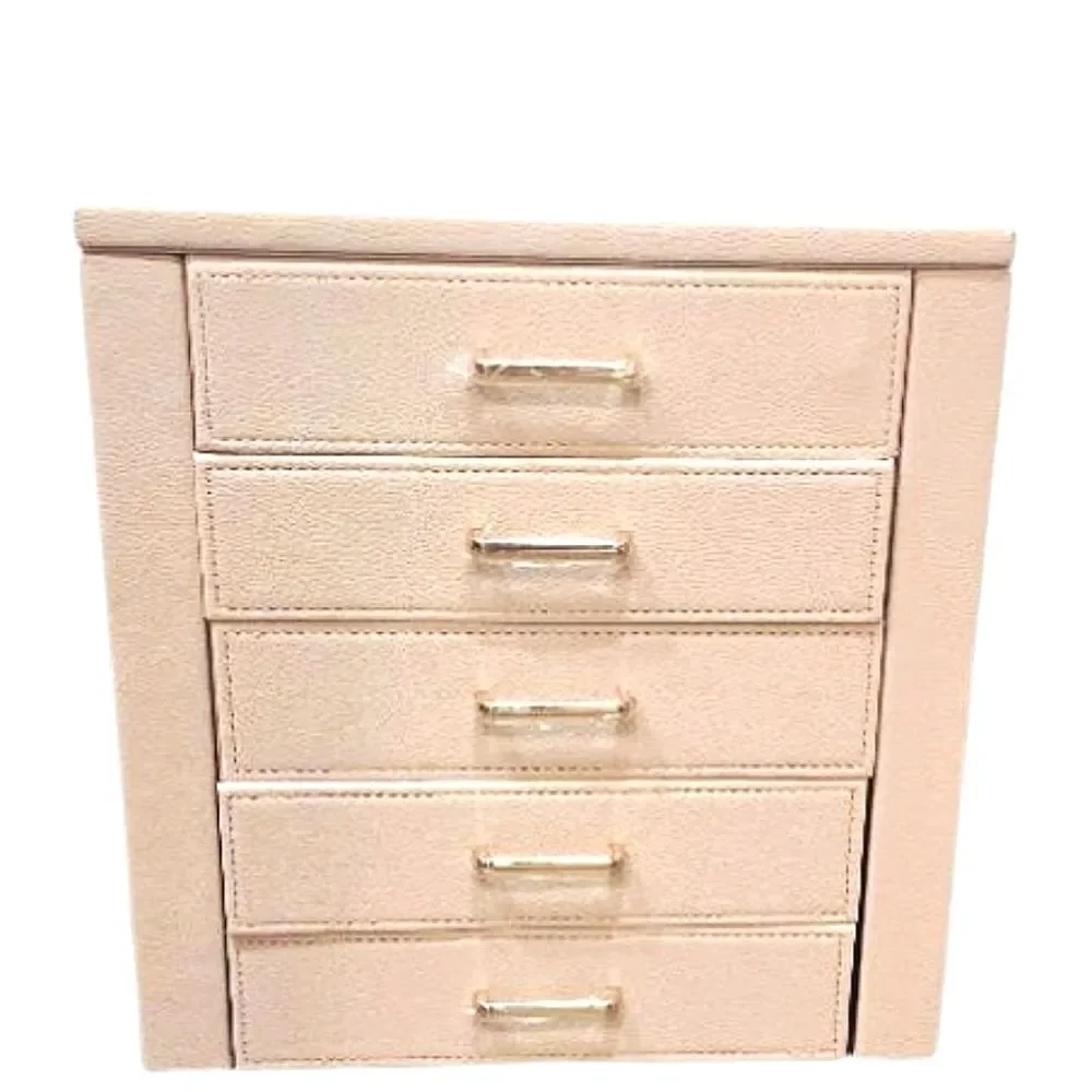 At‎ Home 5-Drawer Pink Leather Jewelry Organizer